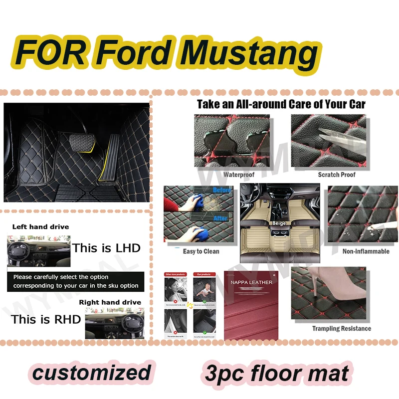 

LUXURY For Ford Mustang 2021 2020 2019 2018 2017 2016 2015 Car Floor Mats Interior Styling