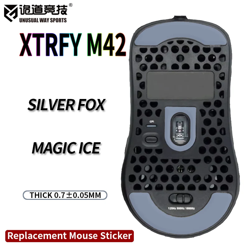 InsolitoWaySports Mouse Pattini Piedi Xtrfy M42 Superficie ribaltabile PTFE Anti collasso Magic Ice Silver Fox