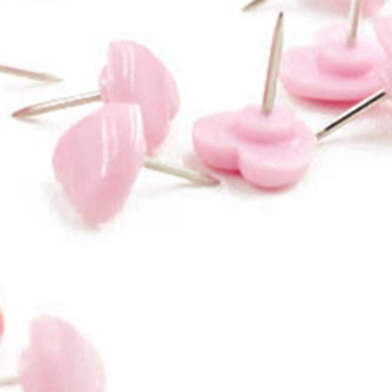 Heart Shape 200Pcs Plastic Quality Cork Board Safety Colored Push Pins Thumbtack Office School Accessories Supplies Pink