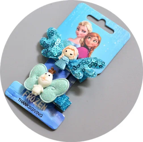 Disney children's Action Figures headdress hairpin insfrozen elsa Princess Anna hair clip baby girl white snow yarn skirt clip