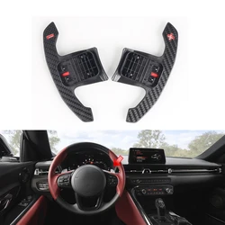 Real Carbon Fiber Steering Wheel Shift Paddle Shifter Cover Trim For Toyota Supra A90 MK5 2019 2020 2021 Car Replace Accessories