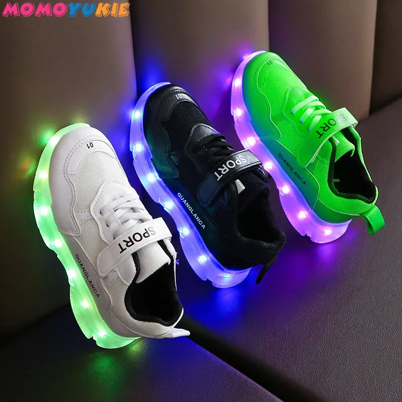 Boys and Girls\' Sports Shoes Kids Shoes Children\'s New LED Luminous Shoes USB charging shoe with light Luminous Children\'s Shoes