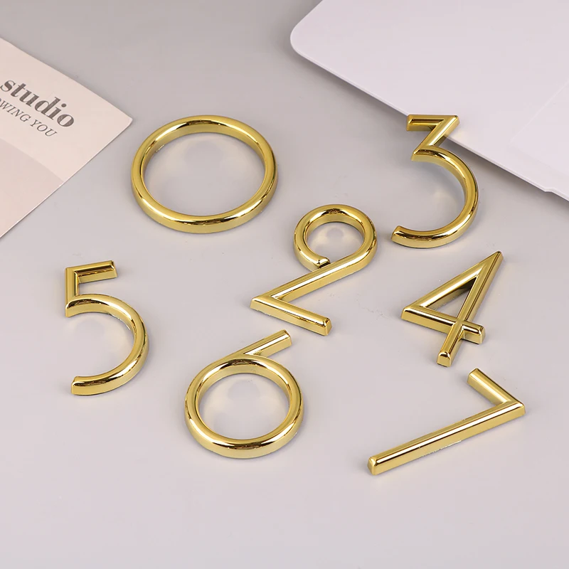 1 Pc 0-9 Hotel Apartment Door Plate Height 6cm Golden Home Sticker Address Door Label Modern House Number Digital