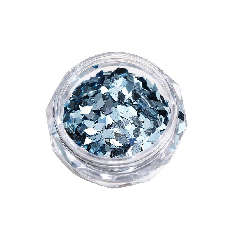 1 caixa de glitter para unhas, strass de cristal falso, azul, prata, plano, brilhante, faça você mesmo, design de arte de unha, acessórios de decoração de manicure