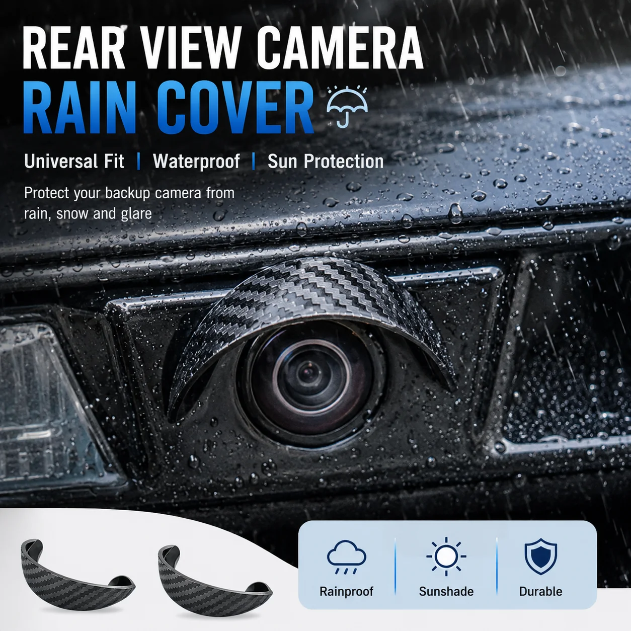 2026 Universal Car Backup Camera Rain Shield Waterproof Rear View Camera Visor Hood Sun Shade Protective Cover Trim Accessories