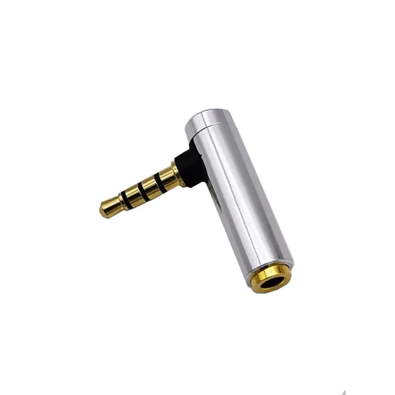 1PC 3.5mm złącze Audio 3.5 Jack kątowy kobieta do 4 polak męski Audio Stereo wtyczka L kształt 90 stopni konwerter słuchawek