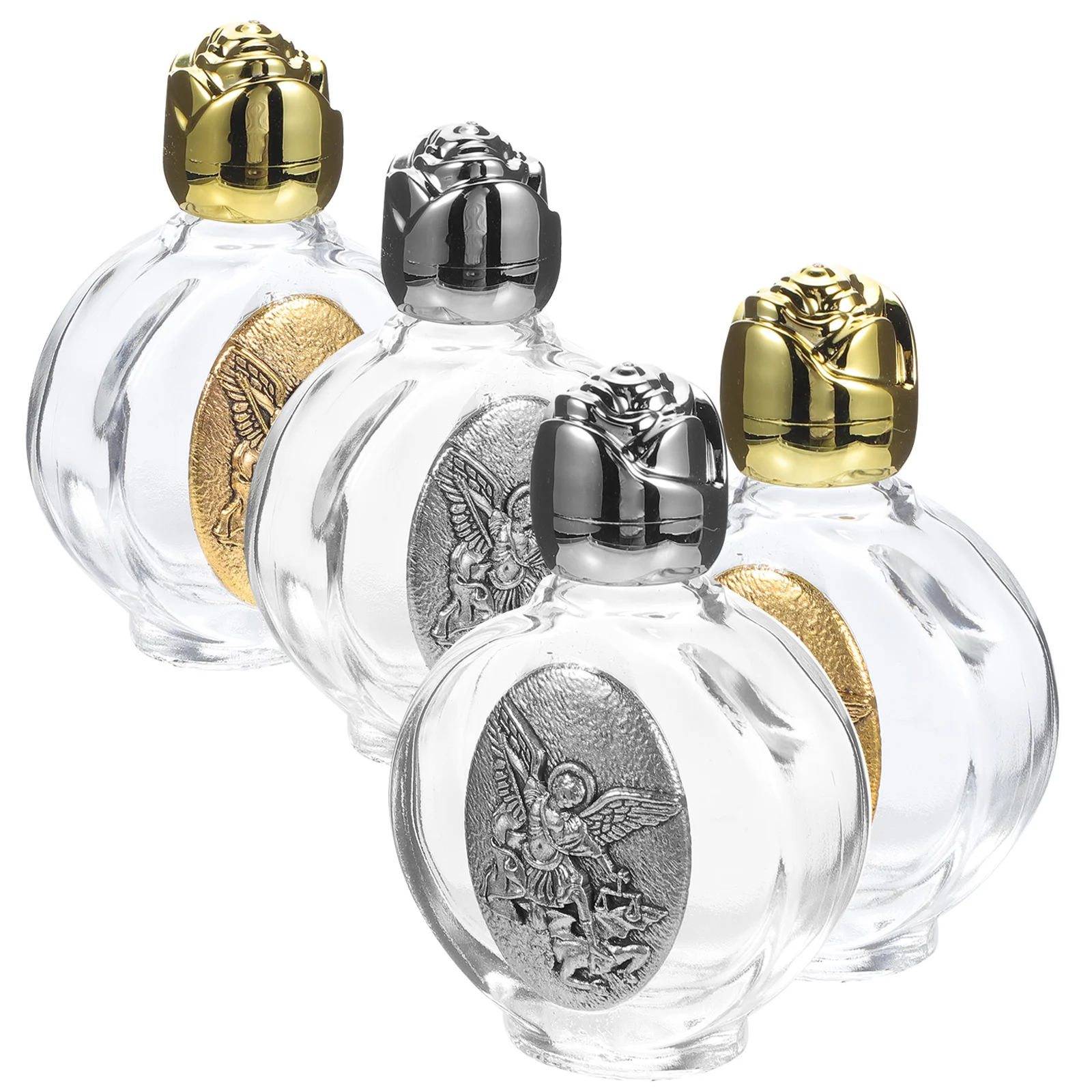 

4Pcs Mini Holy Water Font Glass Bottle Chic Design Refillable for Home Blessings Holy Water Flask Potion Bottles
