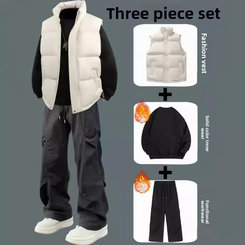 

Мужской повседневный комплект из хлопка: модная верхняя одежда для подростков, комплект из футболки и длинных брюк для мальчиков на зиму