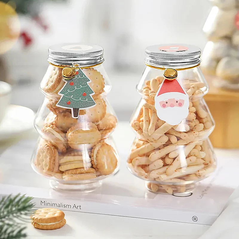 1Pc Christmas Tree Sweet Jar Kids Favor DIY Gift Candy Cookie Snack Chocolate Packing New Year Decoration Boxes