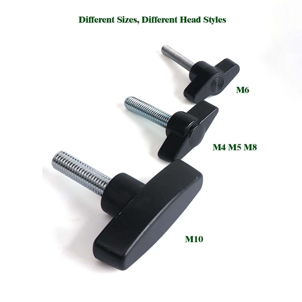 M4 M5 M6 M8 M10  T- Head Hand Clamping Nuts Knob Plastic Thumb Screw - Black