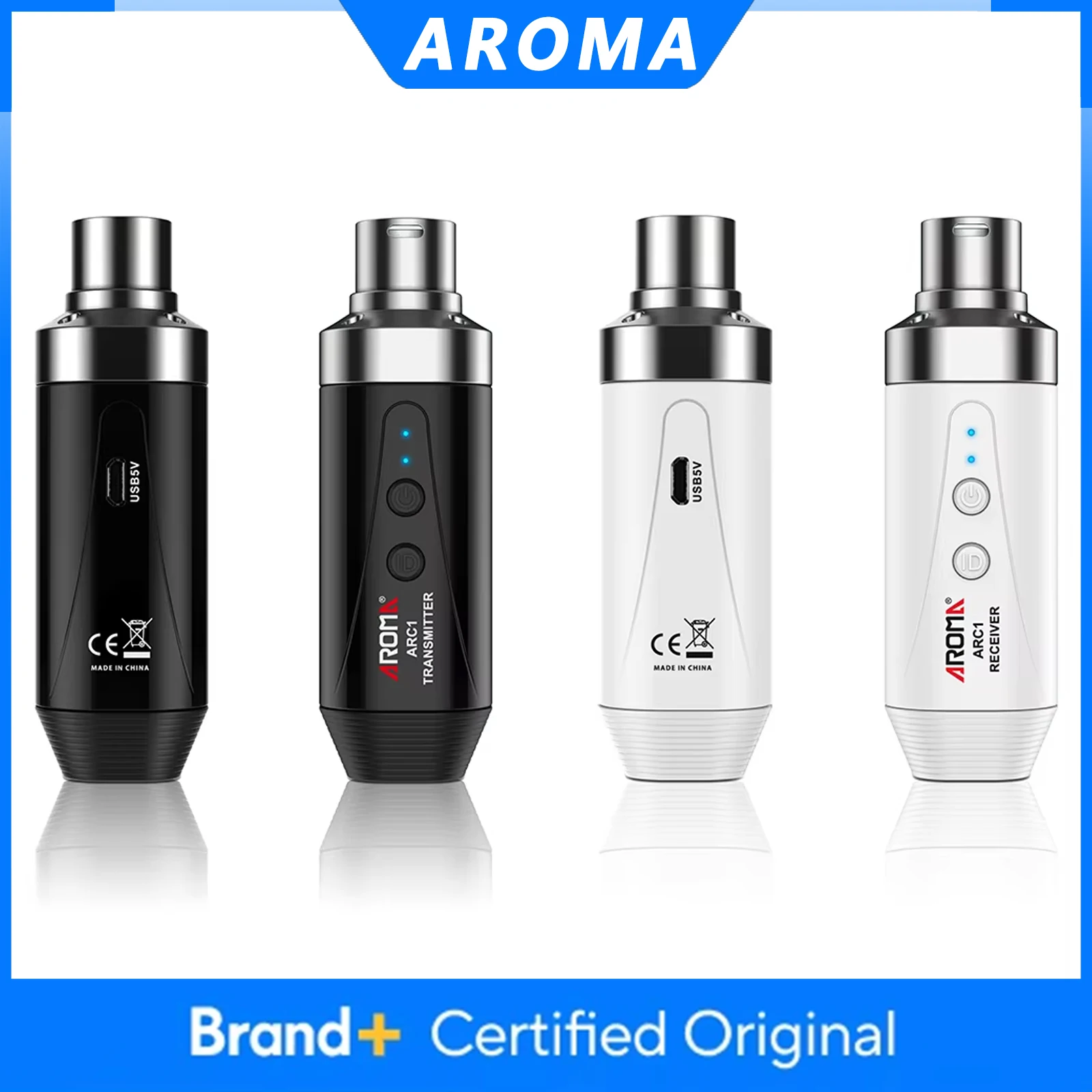 

AROMA Microphone Wireless Transmission Receiver System ARC1 4 Channels Wireless Microphone System Built-in Rechargeable Battery