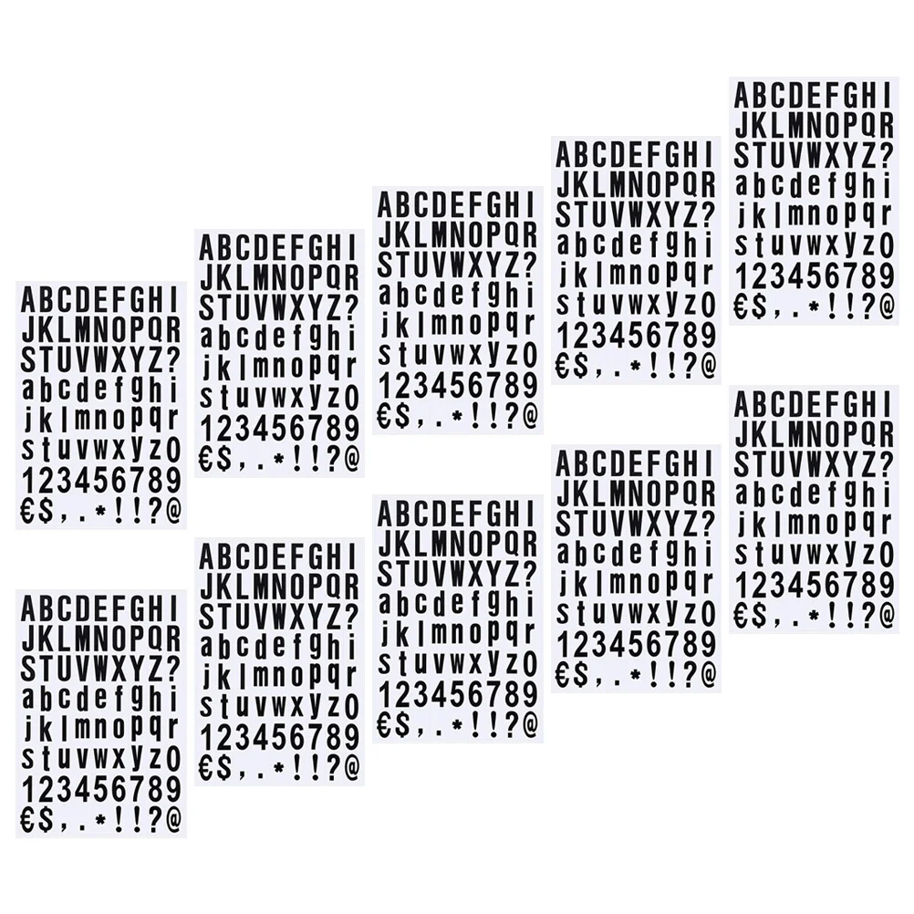 

10 Sheets Alphabet Number Stickers PVC Self Adhesive Removable Mailbox Number Decals Durable Vinyl Letter Labels DIY Crafts