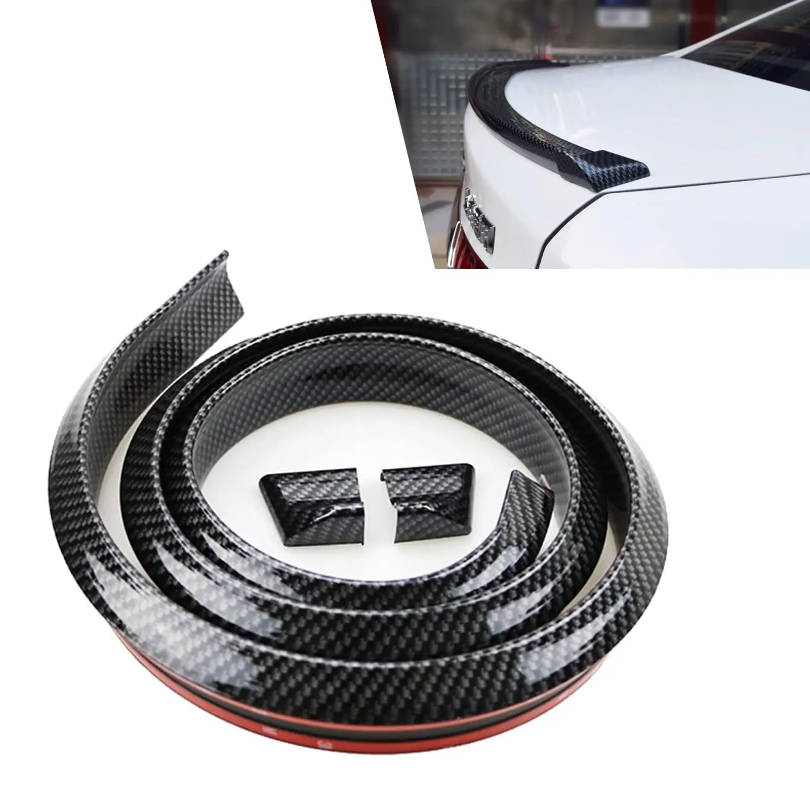 Universal Car Rear Spoiler, DIY Trunk Lip Wing with Carbon Fiber Style for Custom Auto Modification view 6