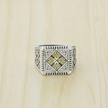 

Opening Vintage Thai Silver Square Cross Ring Temperament Trend Sterling Silver Jewelry Personality Index Finger Single Ring Mal