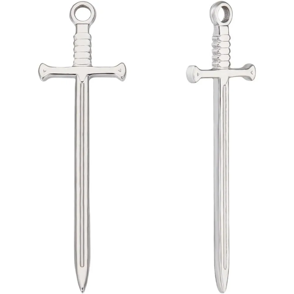 1 กล่อง 10 ชิ้นดาบ Charms สแตนเลส Katana กริช Arrow Dangle จี้ Charms สําหรับเครื่องประดับทําสร้อยคอชุด