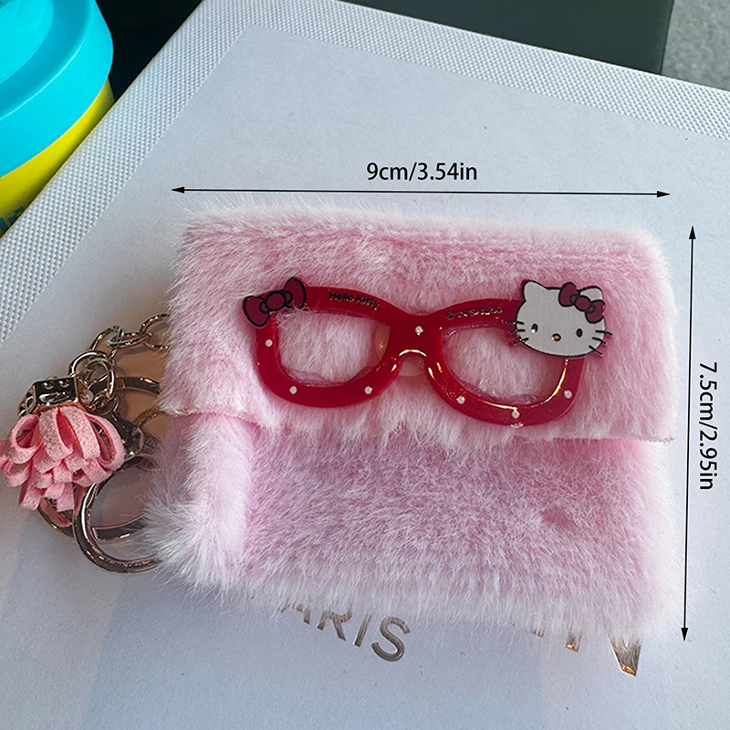 sanrio Cartoon Hello Kitty Plush Coin Bag KT Cat Money Change Purse Creative Plush Small Wallet Earphone Storage Bag W/Keychain