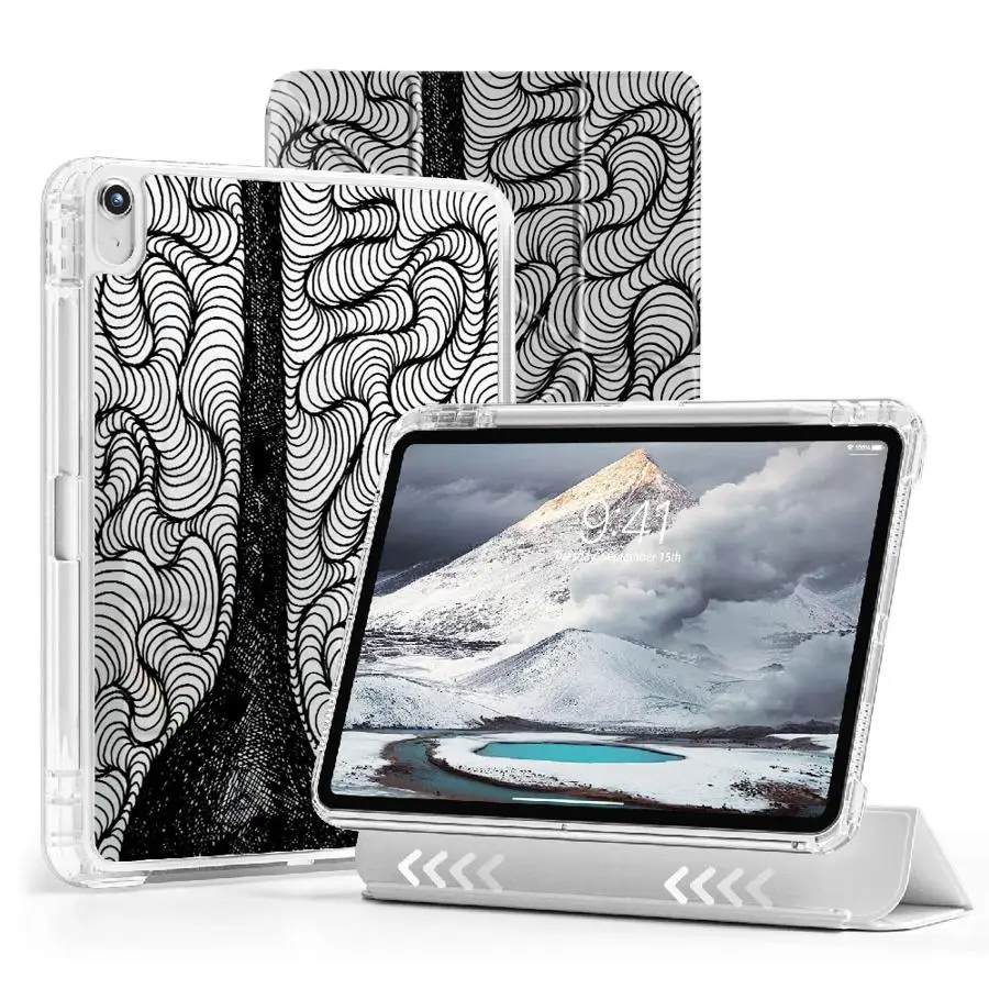 

Чехол для планшета iPad Mini 6, 7, 11-го, 10-го, 9-го, 8-го, 7-го поколений, 12.9-дюймовый Pro 2025, Air 4, 5, M3, M2, M4, 11-дюймовый, с держателем, Y-образный, Black Cat