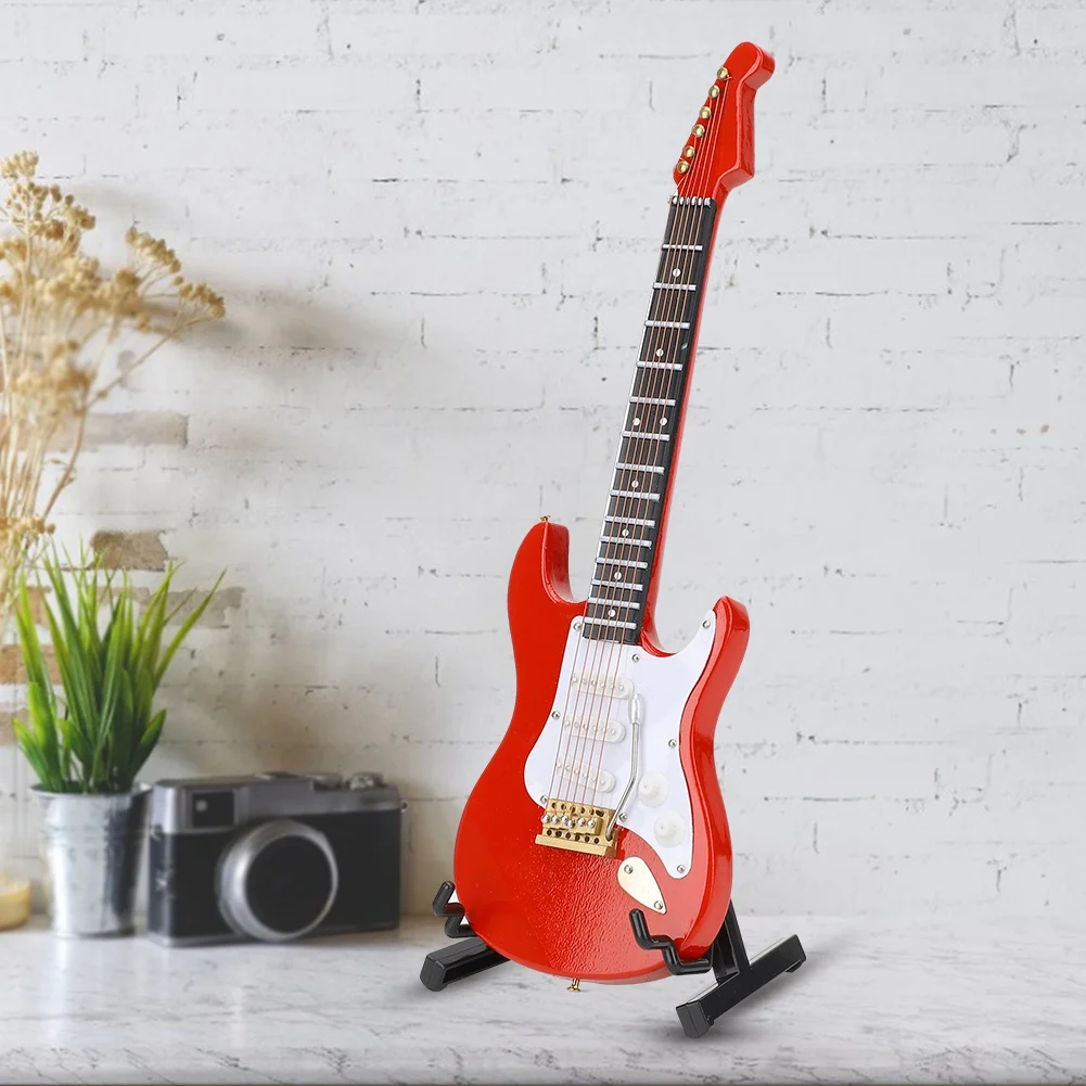 Miniature Red Electric Guitar Model Musical Instrument Crafts Ornament Gift view 4