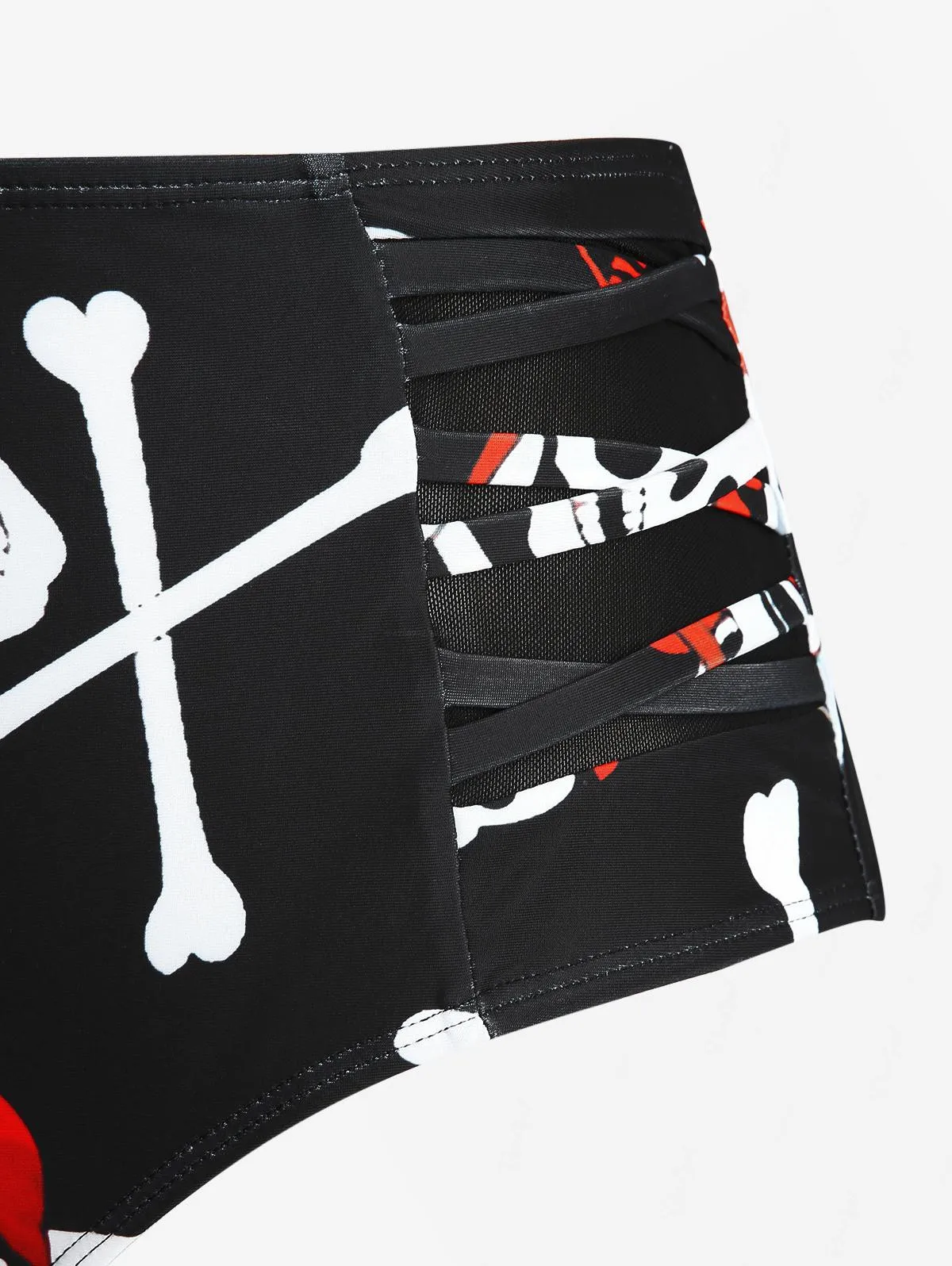 ROSEGAL Plus rozmiar kostium na Halloween czaszki szkielet pirat z nadrukiem kratka krzyżowy strój kąpielowy tankini