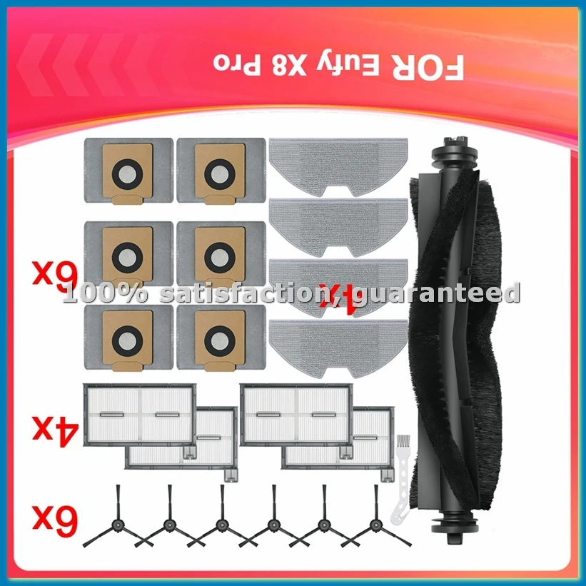 Accessories for X8 Pro Robot Vacuums Replacement Kit,Roller Brush, Filters,Mop Pads,Side Brushes, Vacuum Bags-A51M