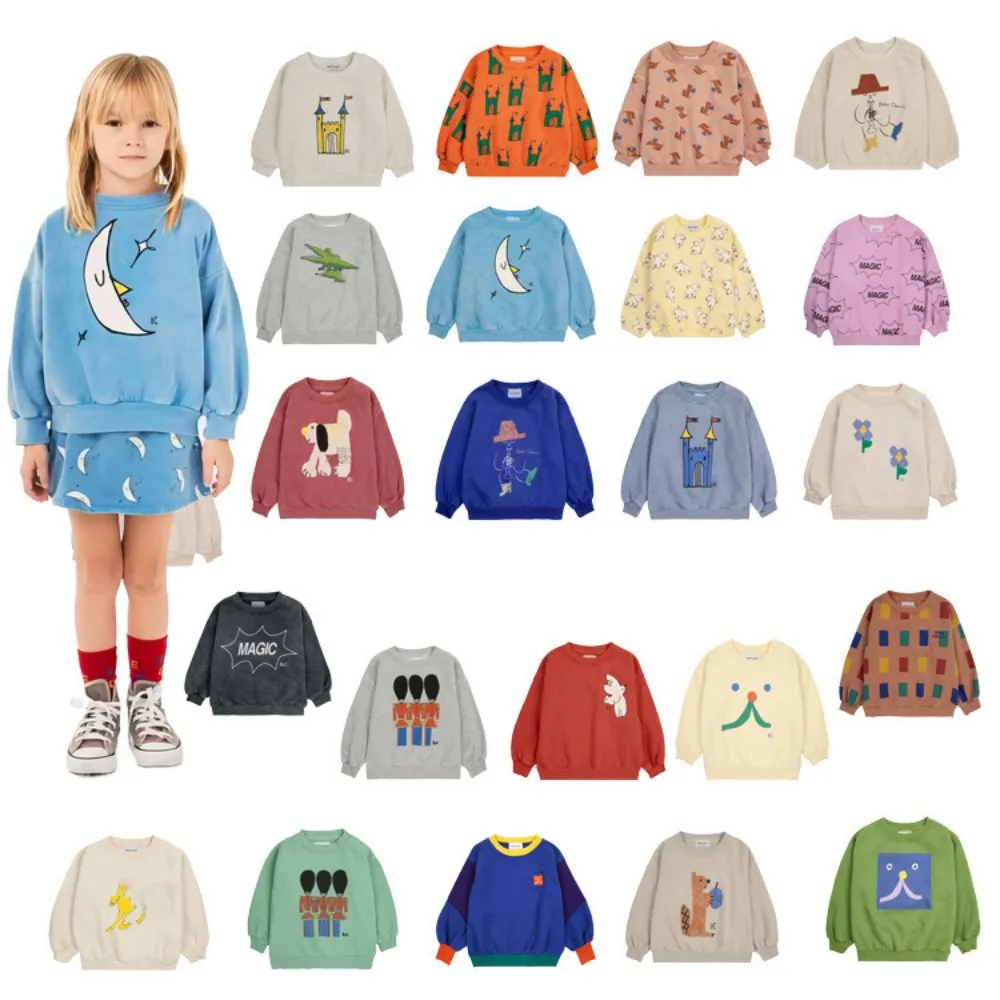 

Kids Sweatshirts For Boys Girls AW 2024 Toddler Baby Cute Print Pullover Sweaters Children Clothing Cotton Outwear Tops