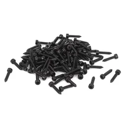 100pcs 2mm x 10mm Cheese Head Durable Black Carbon Steel Hex Socket Self Tapping Screws Furniture