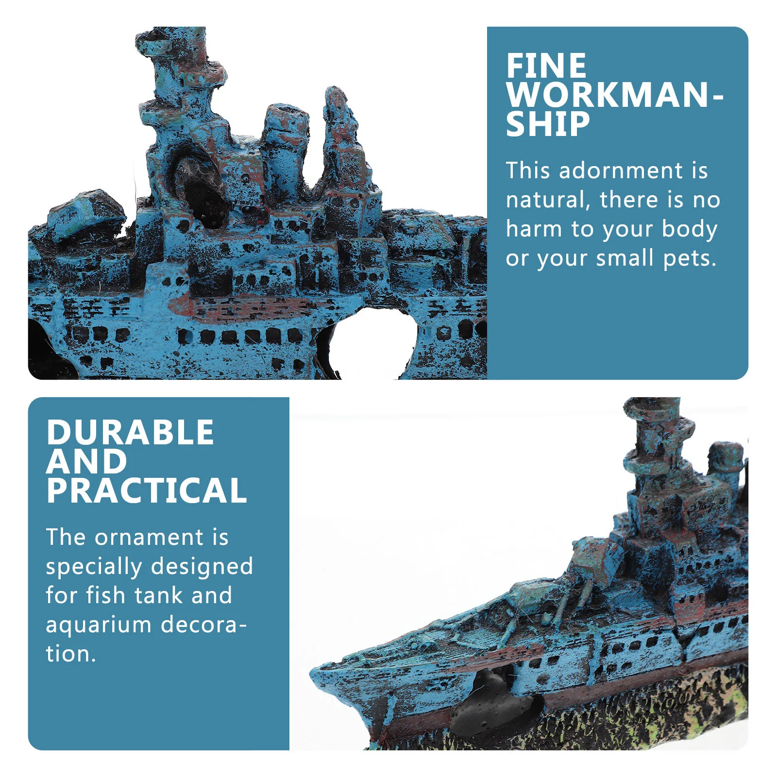 

Fish Tank Landscaping Simulated Ship Adornment Durable Aquarium Resin Shipwreck Fish Tank Hiding Place Craft Underwater