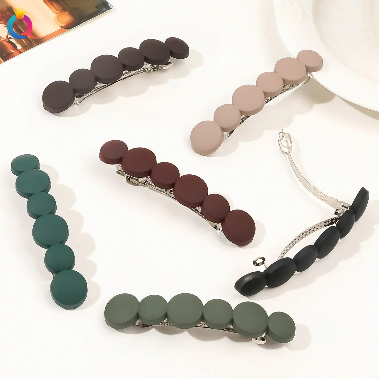 fashion Matte Hairpin Semi Tie Spring Hair Clip Elegant Hairpin Hair Clip Women Ponytail Clamp Barrettes Hairgrip Headgear