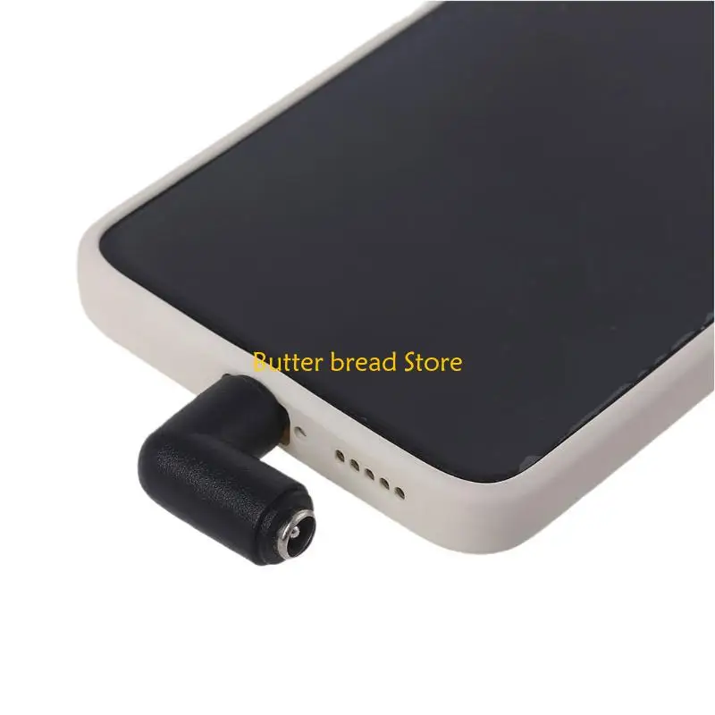 W89C 5.5x2.1 mm Codo femenino a tipo C Adaptador masculino Adaptador ángulo negro para PowerBank/Tablet/Teléfono Móvil 90