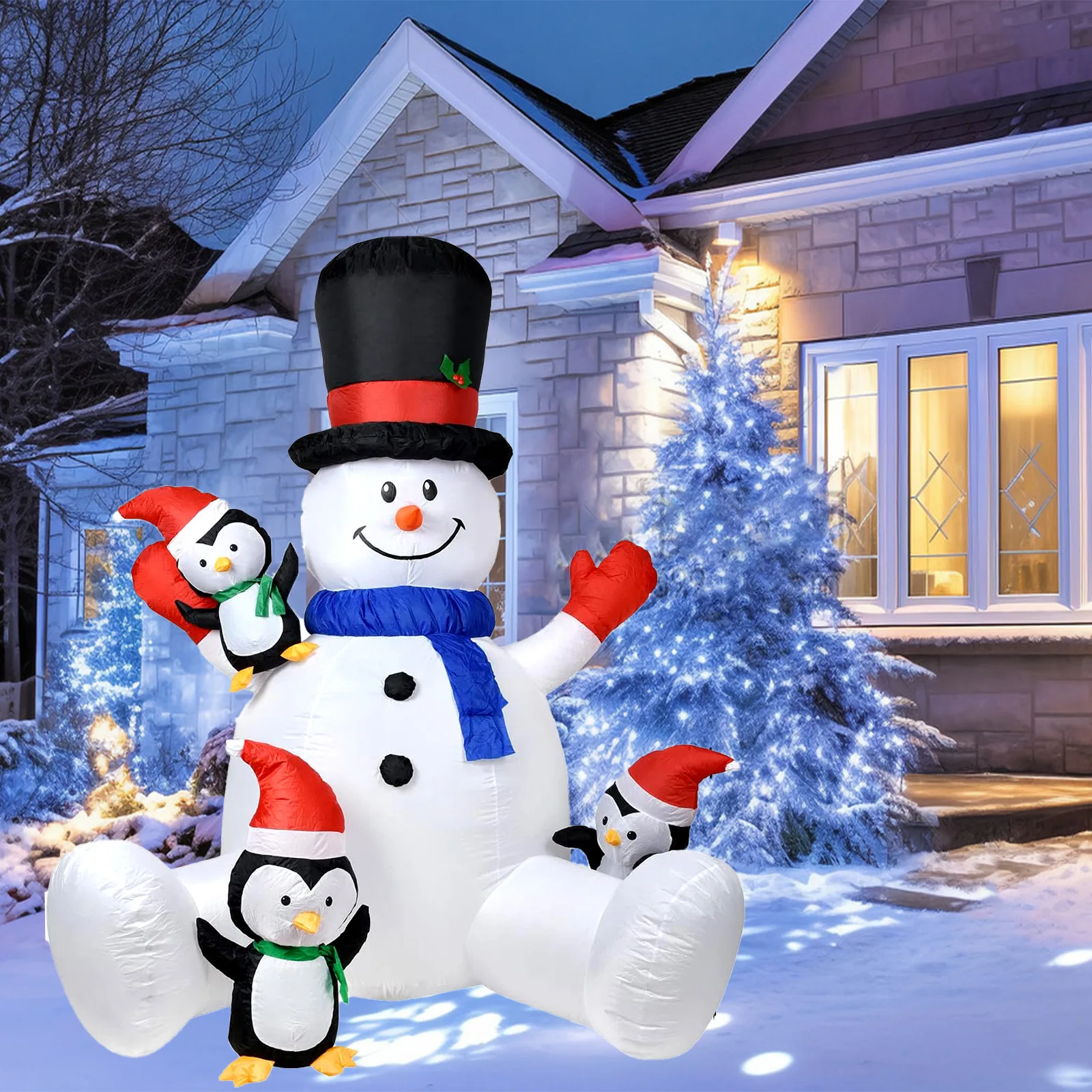7 pés natal inflável boneco de neve pinguim empilhado arhat com luzes led festa ao ar livre decoração de natal jardim quintal adereços
