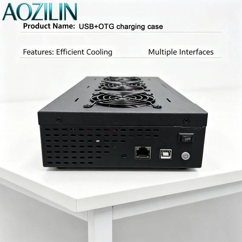 AOZILIN JYWD 20 Ports Black Mobile Base Station, USB OTG Hub, Multi Port Charge Data Sync For Smartphone Cluster Control