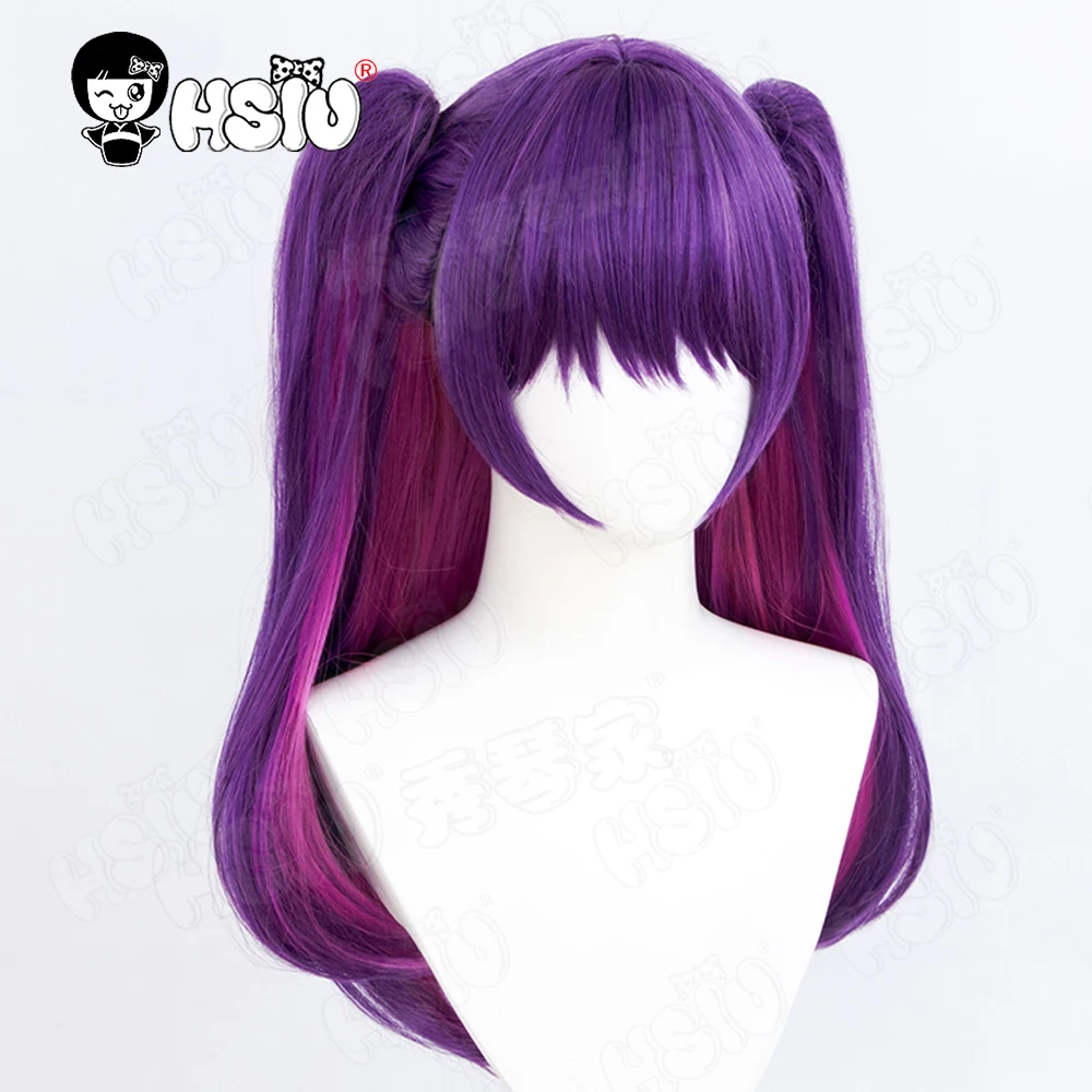 Mikari-Peluca de Cosplay HSIU, pelo largo de doble cola de caballo, 65CM, púrpura, Rosa mixta, rojo, Anime Ririsa, seducción Dimensional 2,5