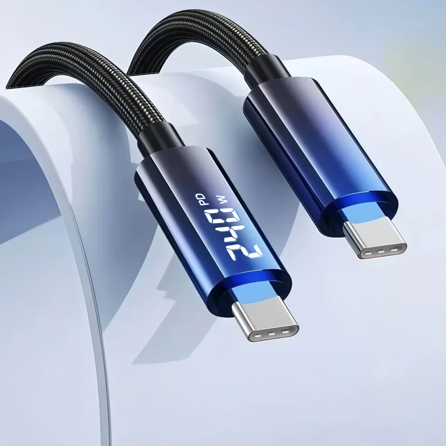 240W Type C To USB C Cable Smartphone Digital Display PD Fast Charger Wire For iPhone 16 Pro Max 15 Xiaomi HUAWEI OPPO
