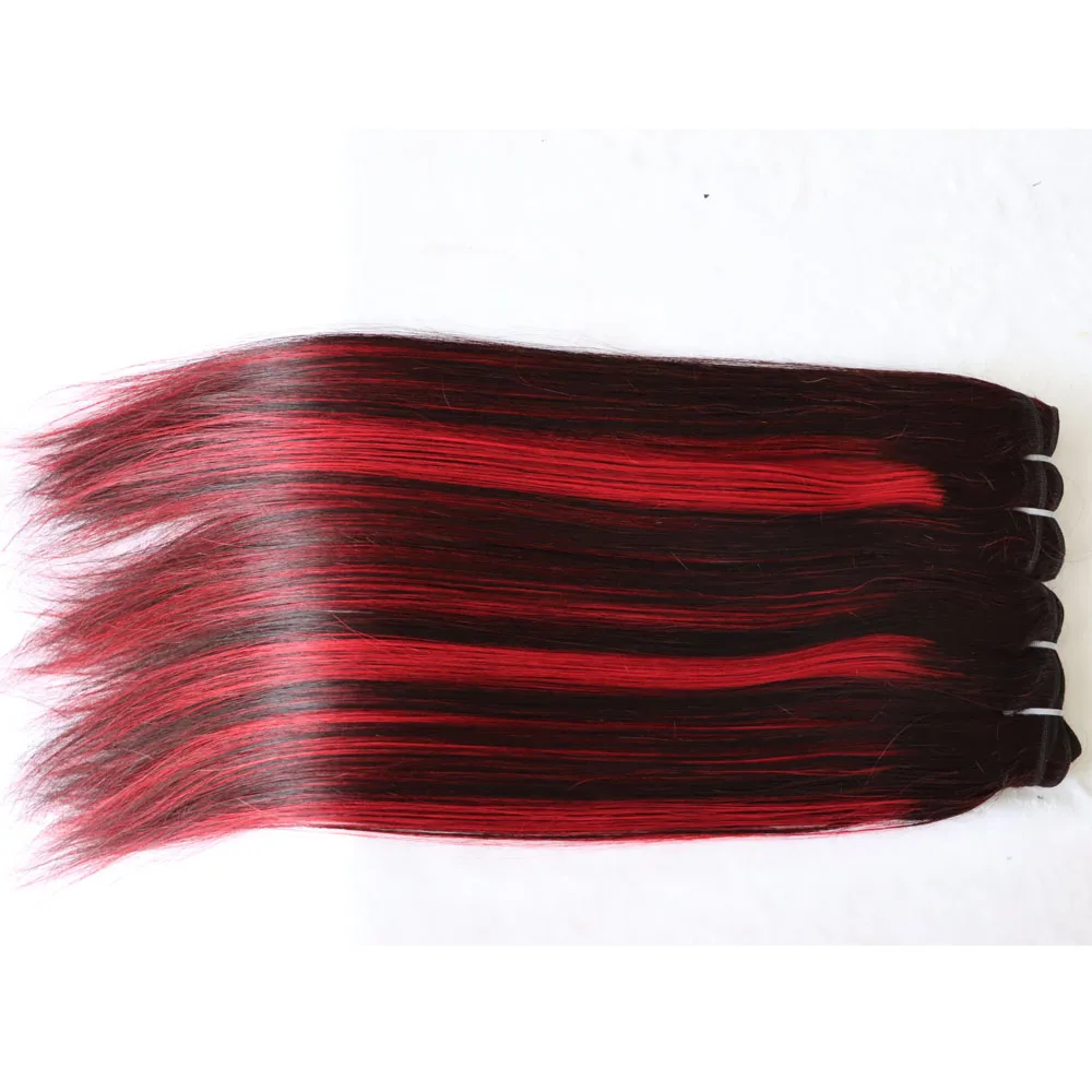 الجملة عذراء الشعر البشري البرازيلي حزم أومبير البيانو اللون تسليط الضوء على 1B بورغ الشعر الأحمر النسيج نسج للأسود الأفريقي