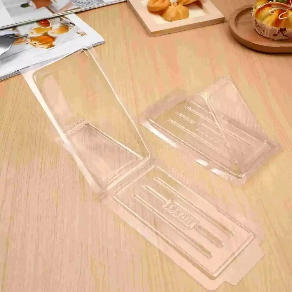 100Pcs New PET Sandwich Packing Box with Lids Clear Sandwich Triangle Case DIY Reusable Wedge Boxes Kitchen