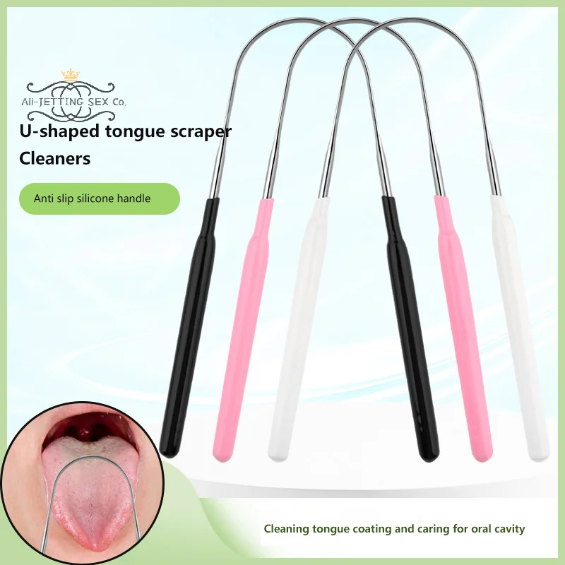 

U-shaped Tongue Scraper Cleaner For Adults Eliminate Bad Breath Stainless Steel Tongue Scarper Brush Dental Oral Care Tools