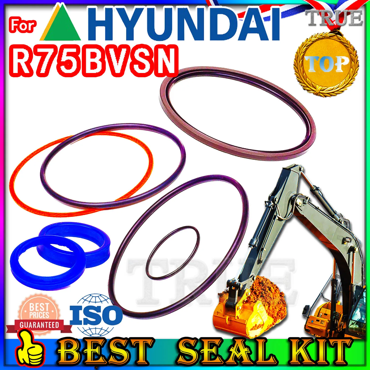 For Hyundai R75BVS Oil Seal Repair Kit Boom Arm Bucket Excavator Hydraulic Cylinder Swivel Pilot Regulator Injector Foot PPC