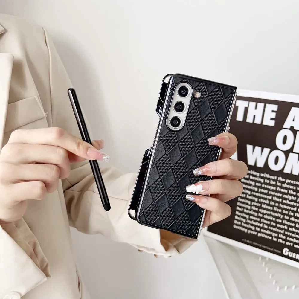 

For Samsung Galaxy Z Fold 3 4 5 Fold5 Case Luxury Faux Leather With Pen Slot Folding Shockproof Protection Hard Cover Accessorie