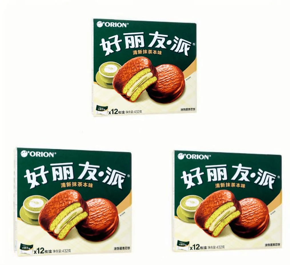 أوريون سناكس فطيرة ماتشا نكهة كعكة 12 قطعة 432 جرام * 3