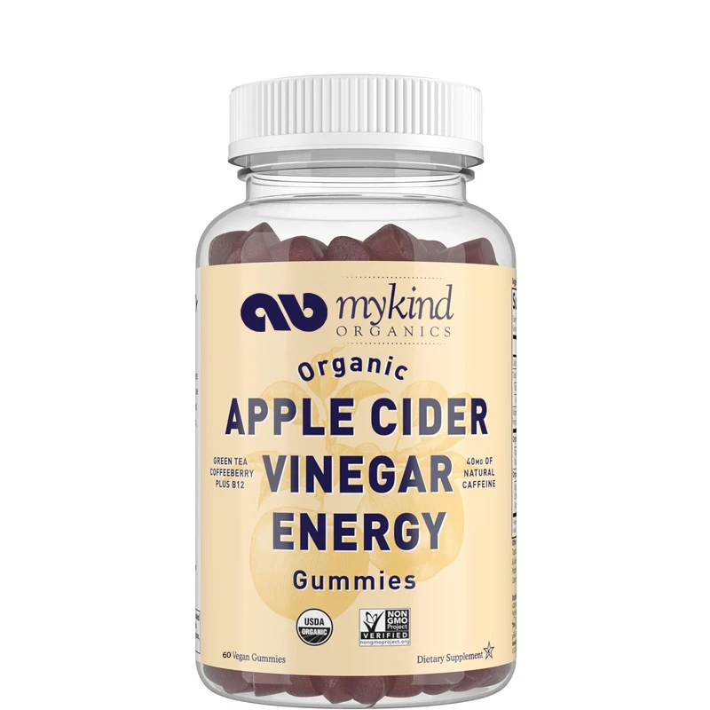 Mykind Organics Apple Vinegar Energy Gummies - Contains Vitamin B12, Coffee Berries, Green Tea -60 Vegetarian Gummies