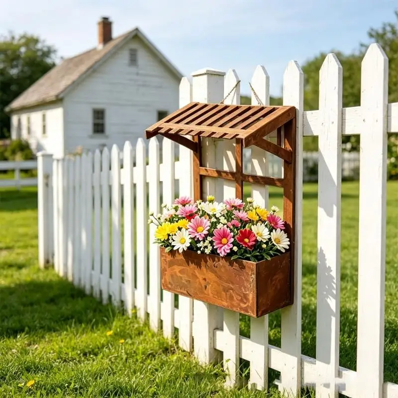 Wall Hanging Planter for Indoor Plant Wall Flower Pot Metal Window Frame Flower Box Accent with Open Frame Detail and Y5GB