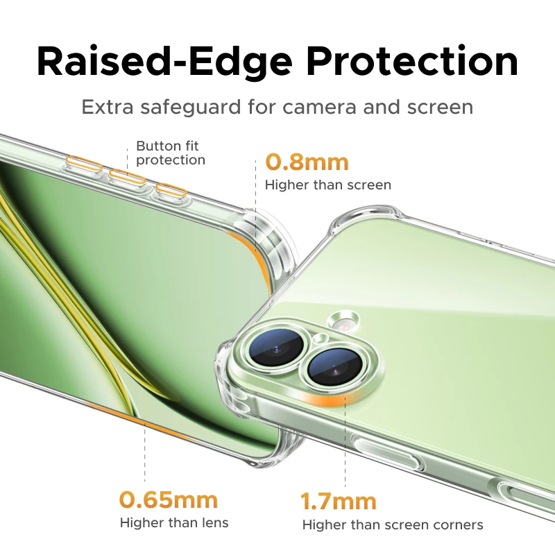 UGREEN ถุงลมนิรภัยสําหรับ iPhone 17 16 15 Pro Max Clear Case โปร่งใสสําหรับ iPhone 16 Pro 17 Air ป้องกันกรณีกันกระแทก