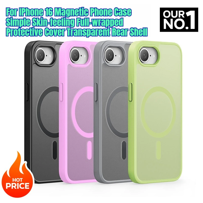 

For IPhone 16 Magnetic Phone Case Simple Skin-feeling Full-wrapped Protective Cover Transparent Rear Shell