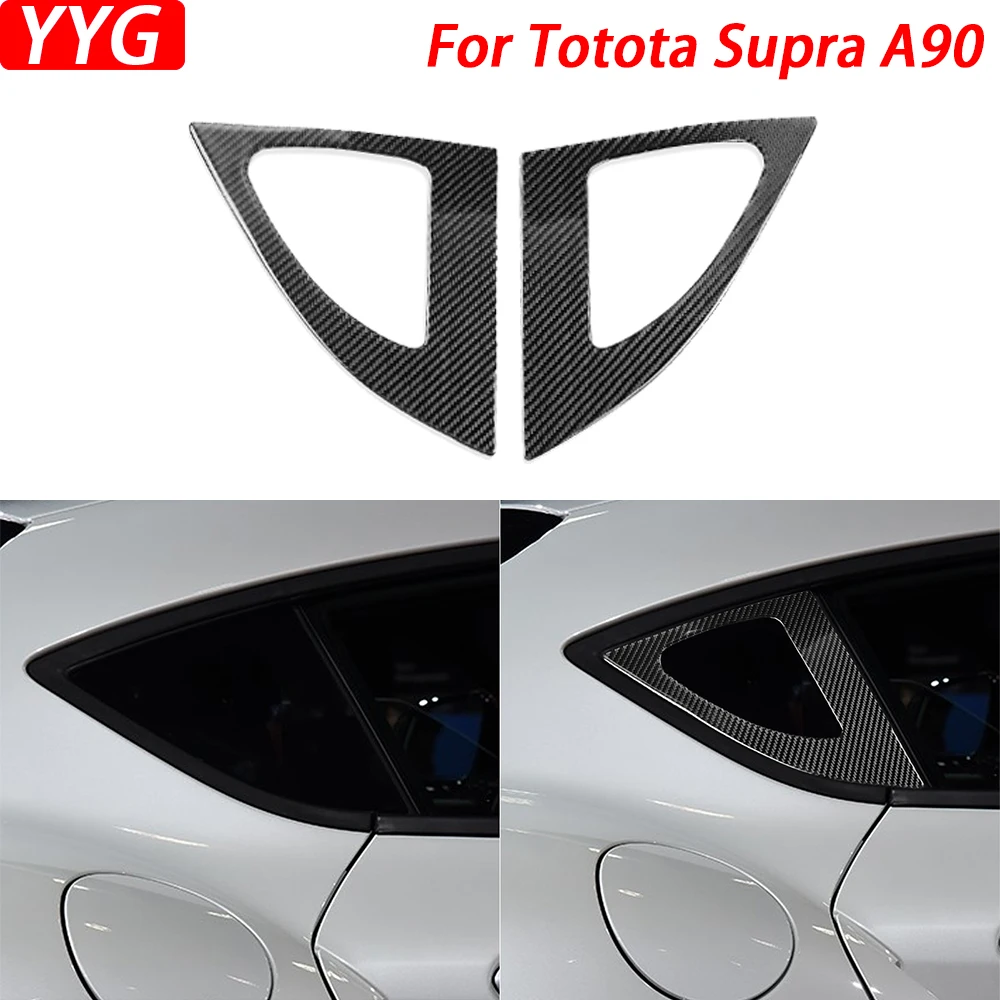 Dla Toyota Supra A90 2019-2022 prawdziwe Carbon Fiber samochodów poza boczna szyba dekoracyjne pokrywa samochodowe akcesoria dekoracyjne naklejki