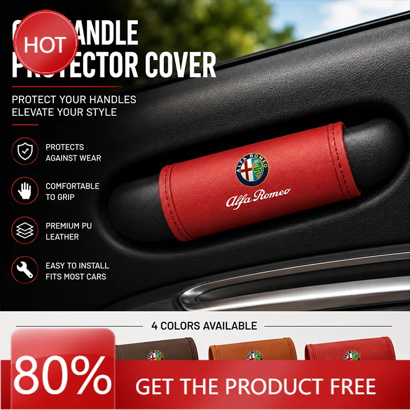 Hub Caps PU Leather Car Handgrip Protective Cover Anti-scratch Handle Case For Alfa Romeo 156 159 147 4C 8C 166 Giulia Giulietta