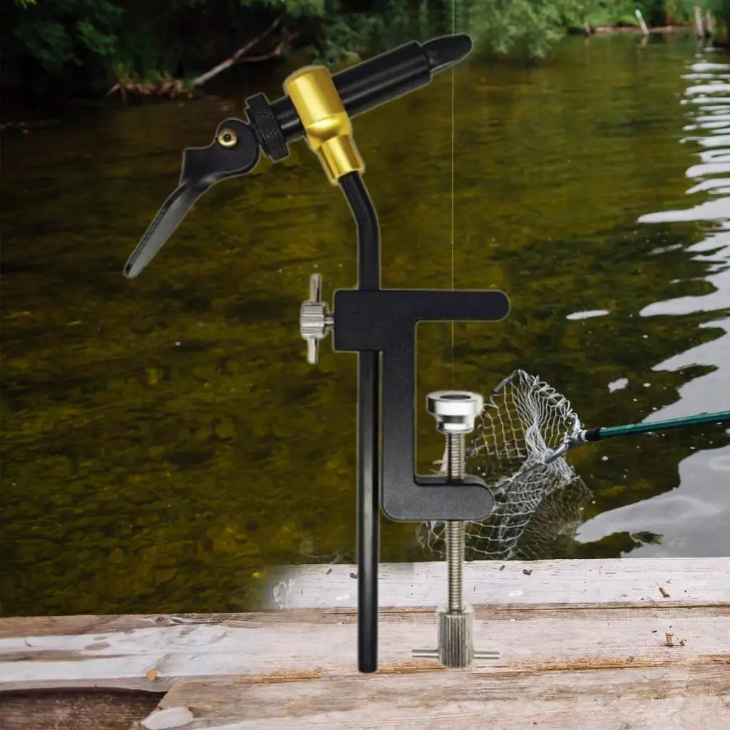 360 Degree Rotary Fly Tying Vise Metal Base for Fishing Flies Hook Tying Station with Hardened Jaw Portable Bench Tool