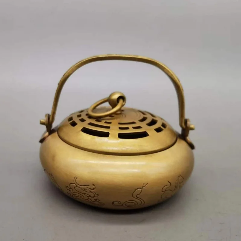 antique-antique-imitation-bronze-epaissi-laiton-bagua-poele-a-main-bruleur-d'encens-bruleur-d'encens-maison-collection-objets-anciens