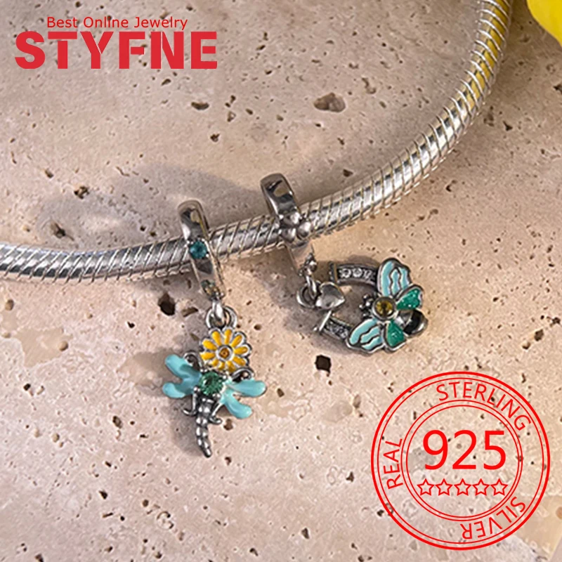 

925 Sterling Silver Daisy Dragonfly Charm Beads Fit Bracelet Necklace Accessories Bead Jewelry Making Fine Jewelry Gift