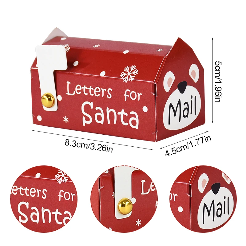 6/12/24Pcs Christmas Candy Gift Box Mailbox Shaped Cookie Snack Packing Box Bag 2024 Xmas Navidad Noel Home Decor 2025 New Year