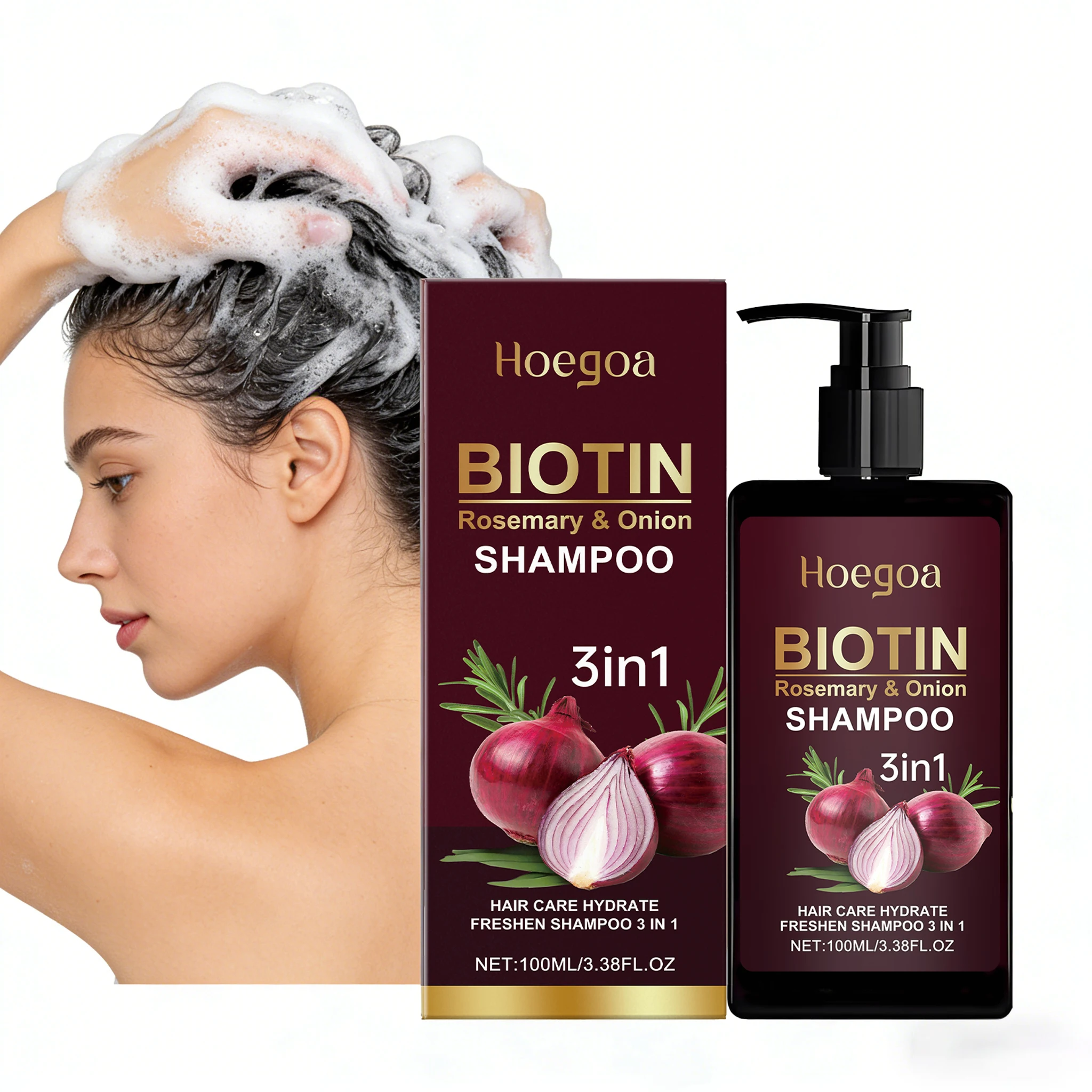 

100ML 3 in 1 Onion Hair Shampoo Gentle Cleaning Dirts Nourishing Oil Control Anti-frizzing Smoothing Natural Hair Cleaner